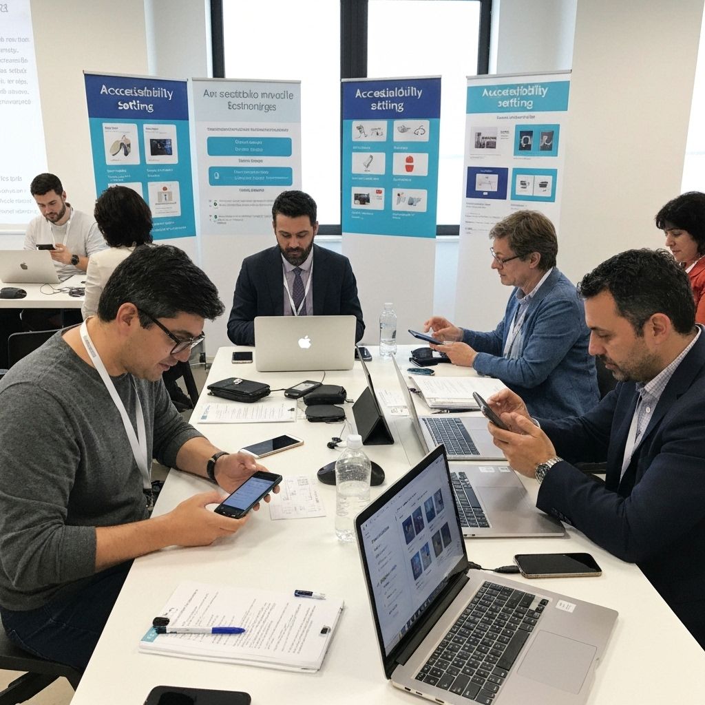 Participants testing accessibility features on their devices