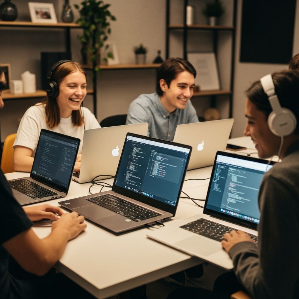 Participants working on coding exercises